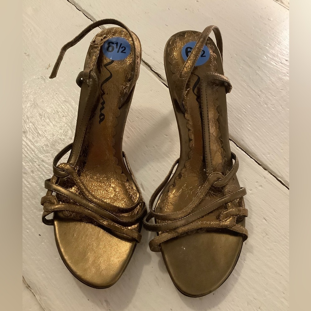 Nina copper leather party heels new 6.5
